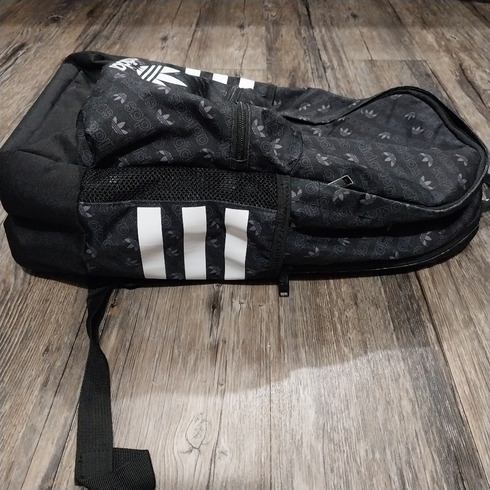Adidas Original Classic 3 Stripes Backpack Black White Monogram Logo Backpack - Picture 3 of 8